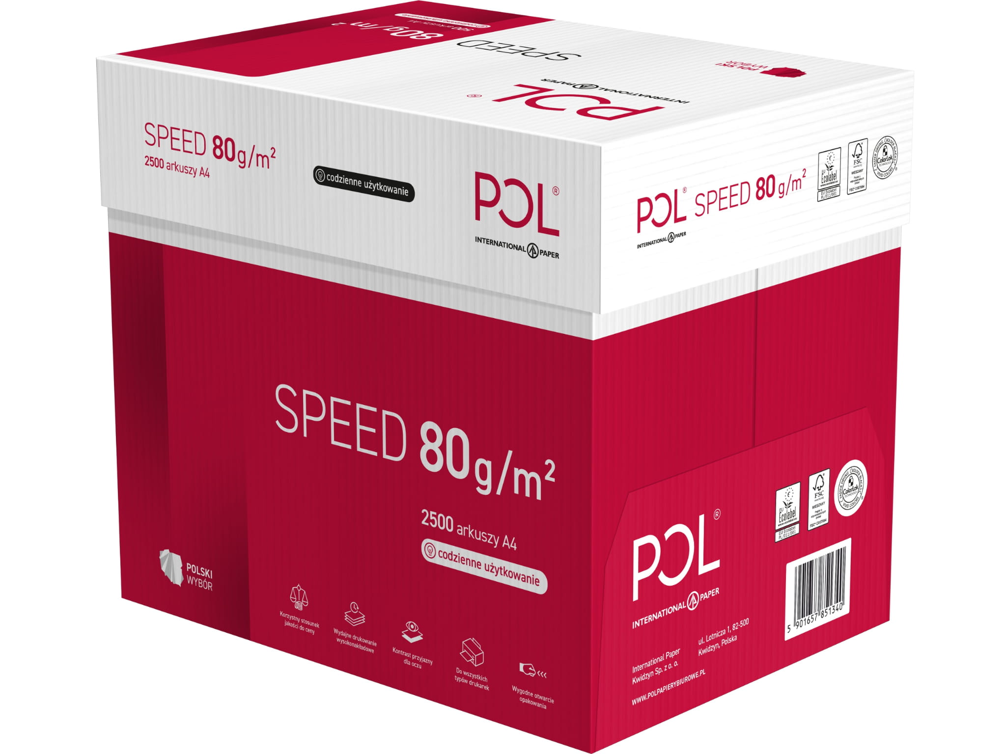 Papier ksero POLspeed A4 80g klasa C karton 5 ryz